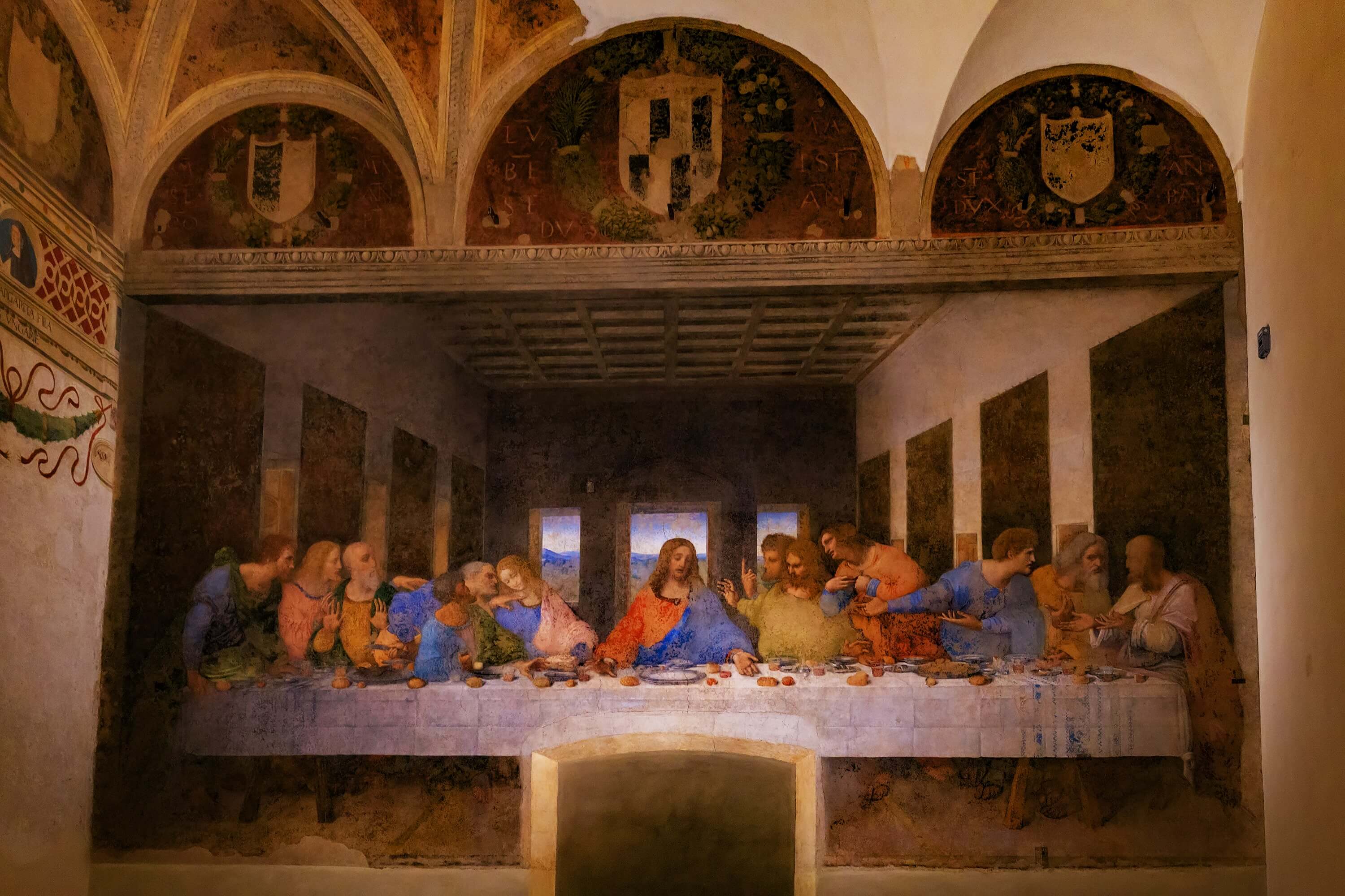 The Last Supper by Leonardo da Vinci in the refectory of the Convent of Santa Maria delle Grazie